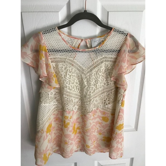 Anthropologie HD in Paris Flores Flutter Oversized Lace Blouse Size 0 - Picture 3 of 9